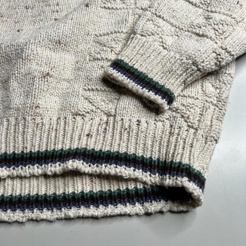 90s Vintage St Johns Bay Knit Sweater World Map Embroidery Cream XL USA - Picture 2 of 9